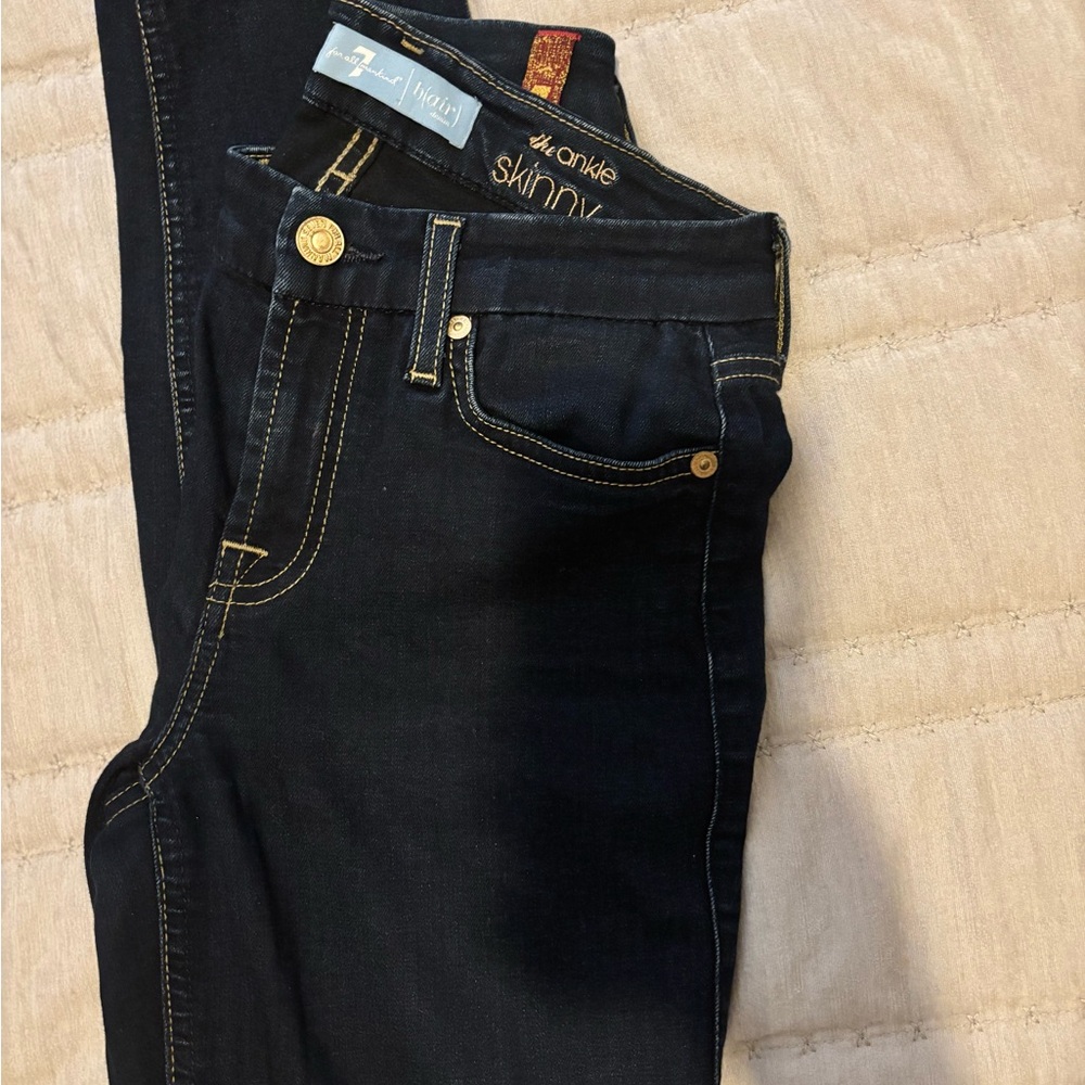 7 For All Mankind Dark Blue Ankle Skinny Jeans